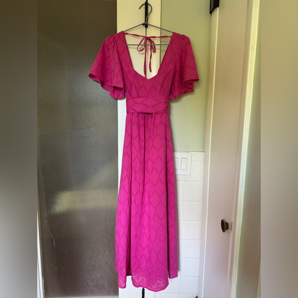 Seraphine Fuchsia Pink Cotton Broderie Maternity and Nursing Dress